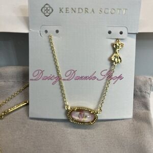 Kendra Scott LoveShackFancy Gold Elisa Marie Pink Blooming Heirloom Necklace